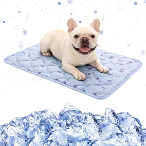 NACOCO Pet Summer Cooling Blanket - 22.8" x 35.0" Double-Sided Mat Dog Puppy Self ice Cat Pad Bed Cover for Home Outdoor Sofa Sleeping Washable Portable Lightweight Small Medium Large (Blue Shark, S)