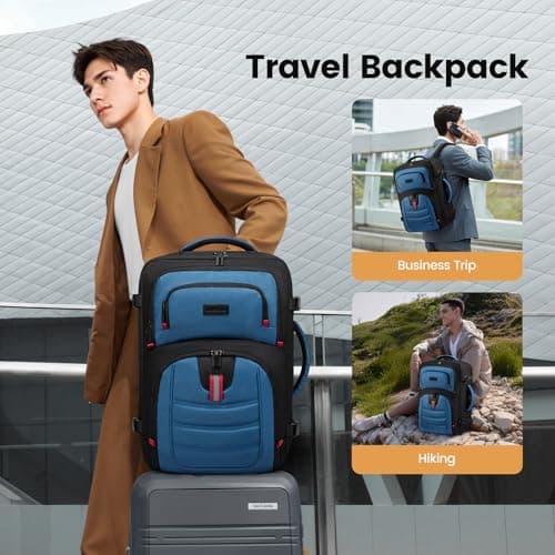LOVEVOOK 40L Travel Backpack for Men, Airline Approved Carry On Luggage with 3 Packing Cubes, TSA Overnight Bags, Waterproof Personal Item Bag, Weekender Essentials Backpacks fits 17.3" Laptop - Thumbnail 6