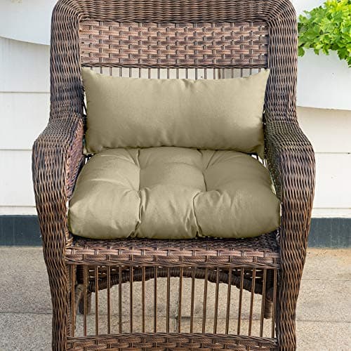 QILLOWAY Outdoor Patio Wicker Seat Cushions Group Loveseat/Two U-Shape/Two Lumbar Pillows for Patio Furniture,Wicker Loveseat,Bench,Porch,All Weather, Settee of 5 (Beige) - Thumbnail 4