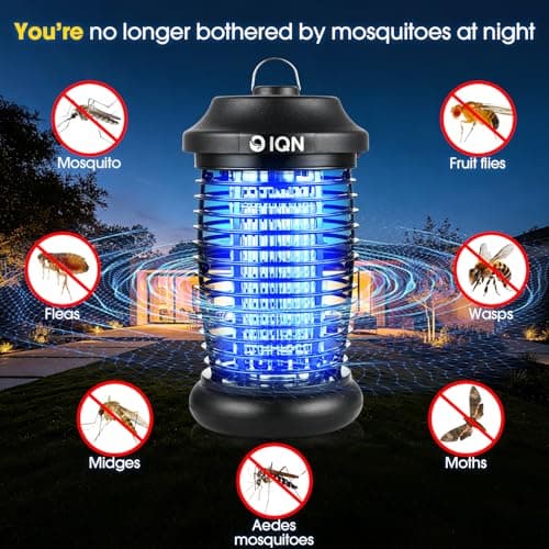 Bug Zapper Outdoor, Plug-in Electric Mosquito Fly Zapper, 15W Light & 4200V Grid, On/Off Switch, Mosquito Traps & Killer for Home, Kitchen, Patio, Backyard and More (Black) - Thumbnail 2