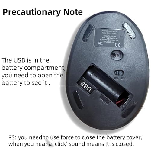 Woddlffy Vertical Mouse,2.4G Wireless Vertical Mouse Small Hand Mouse with 5 Buttons 1000/1200/1600 DPI Ergonomic Mouse for Office - Thumbnail 6
