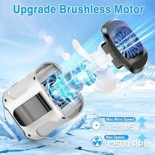 Sunoony Waist Fan Clip on Shirt Belt Body Wearable Hand-Free Rechargeable Battery Powered Fan with 3 Speed & Flashlight Cooling Portable Neck Fan for Outdoor Travel - Thumbnail 2
