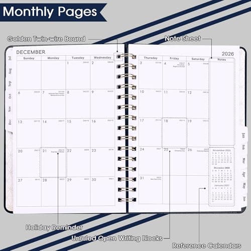 2026-2027 Planner - Weekly & Monthly Planner 2026-2027 with Twin-Wire Binding, July 2026 - June 2027, 6.3" x 8.4", Hardcover with Monthly Tabs, Back Pocket, Thick Paper - Blue - Thumbnail 4