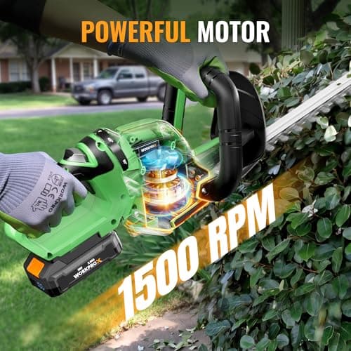 WORKPROX 20V Cordless Hedge Trimmer with 180° Rotatable Handle, 18'' Dual-Action Blade & 2.0Ah Battery, 5/8" Cutting Capacity, Safety Lock, Lightweight Shrub Trimmer for Garden Yard - Thumbnail 3