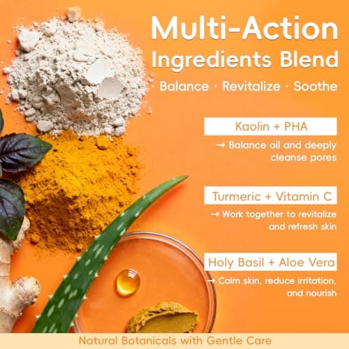 FIUMOT Turmeric Vitamin C Bubble Clay Mask, Hydrating and Deep Cleansing Pore Face Mask with PHA, Pore Cleansing and Oil Balancing Skincare 3.53oz - Thumbnail 6