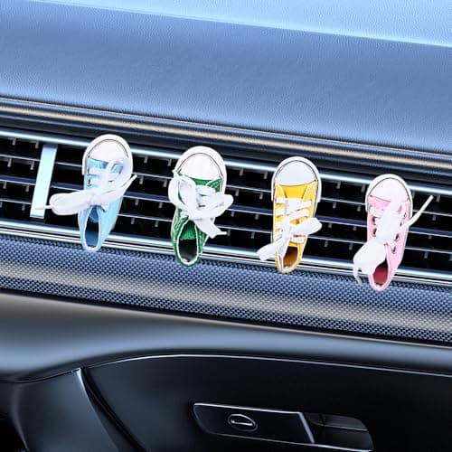 4 pack Car Air Fresheners Cute Shoes Car Air Vent Clip Freshener with 4PCS Reusable Scents Tablets Refills Cars Accessories for Women/Men Cars Interior Decoration Best Gift for Friend - Thumbnail 4