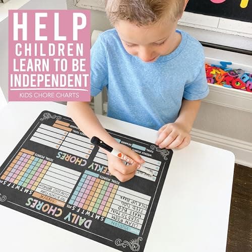 Hadley Designs Magnetic Chore Chart for Kids Multiple - Chores Board for Refrigerator, Dry Erase Task Chart for 2 Kids Daily Behavior, Family Weekly Planner for Teen and Adults, Chalkboard Chore Board - Thumbnail 3