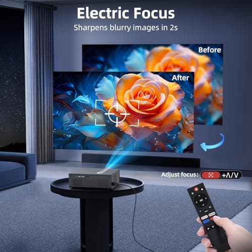 [Netflix Included | 2800 ANSI] FUDONI Smart Projector with WiFi 6 and Bluetooth, 4K Support & 1080P Full HD, Auto Focus & Keystone, Outdoor Movie Projector with Netflix/YouTube/Prime Video - Thumbnail 5