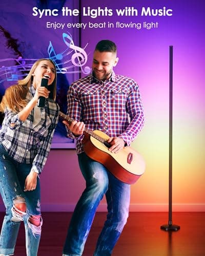 Smart RGB LED Corner Floor Lamp with App and Remote Control, 65" Color Changing Standing Lamp with Music Sync and 16 Million DIY Colors, Modern Floor Lamps for Bedroom Living Room Gaming Rooms - Thumbnail 6