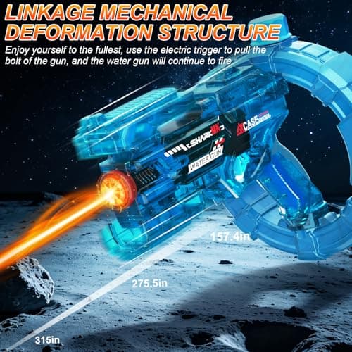 Electric Water Gun Toy, Automatic Water Blaster with Strobe Lights, 400ML Water Tank, Fully Automatic High-Speed Continuous Fire, Transformation Linkage, Summer Outdoor Pool Party Toys (Blue) - Thumbnail 6