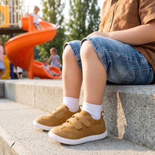 STQ KIDS Toddler Wide Toe Box Shoes Barefoot Boys Girls Sneakers Kids Tennis First Walking Zero Drop Daily Wear School Outdoor Breathable Comfort Brown Toddler Size 10 - Thumbnail 3