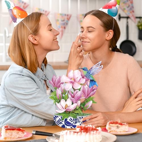 Airpark 3D Pop Up Flower Greeting Cards, Magnolia & Bird Paper Flower Bouquet Pop Up Birthday Cards, Mother's Day, Get Well, Thank You Gift Cards for Women Mom Friends, Blank Notecard & Envelope - Thumbnail 3