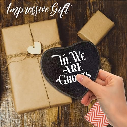 Til We Are Ghosts - Gothic Wooden Wall Art - 6 X 5 Inch Heart-Shaped Wood Plaque With A Hook On Back Side, whimsigoth, Halloween witchy home decor, Valentine's day Gifts For Women Men Lover - C04 - Thumbnail 4