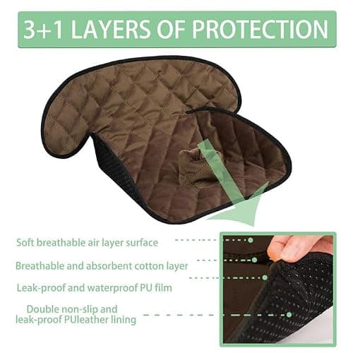 MOOB Waterproof Car Seat Protector - Potty Training Liner for Baby & Toddler, Machine Washable Piddle Pad with Anti-Slip Backing, Universal Fit for Infant Car Seat & Stroller (Brown - Thumbnail 2