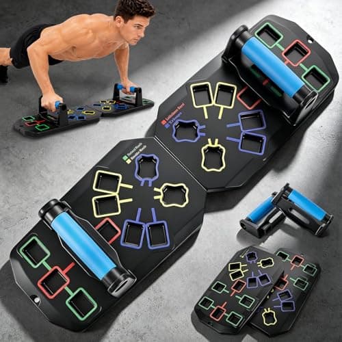 ATYANS Push Up Board 20-In-1 Workout Equipment, Pushup Board with Handles, Puzzle-Style Snap Design with Square Slots, Home Gym Fitness Equipment for Chest, Shoulders, Back & Triceps, Men and Women