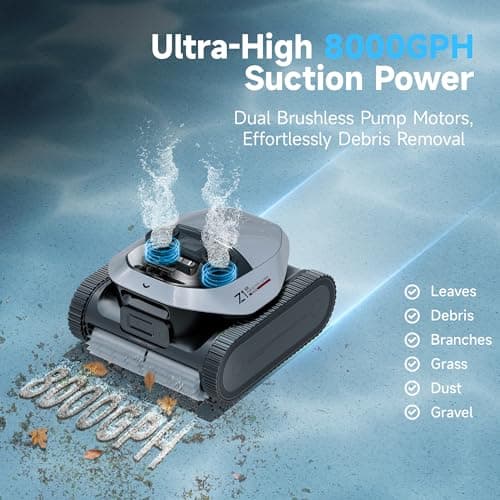 DREAME Z1 Pro Cordless Robotic Pool Cleaner, LiFi & APP Control, 8000 GPH Suction, Wall & Waterline Cleaning, UP to 180+ min, Auto-Retrieval, Automatic Pool Vacuum for Above & In-Ground Pools - Thumbnail 2