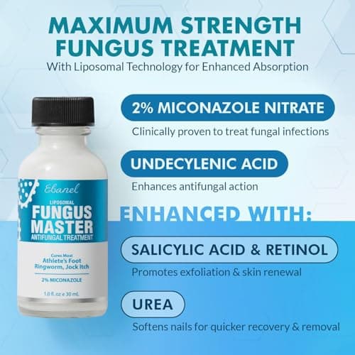 Ebanel Antifungal Cream Miconazole Athletes Foot Treatment, Cures Fungal Infection Leading to Nail Fungus, Jock Itch Cream with Undecylenic Acid, Tea Tree & Manuka Oil, Fast Itch Relief for Ringworm - Thumbnail 5