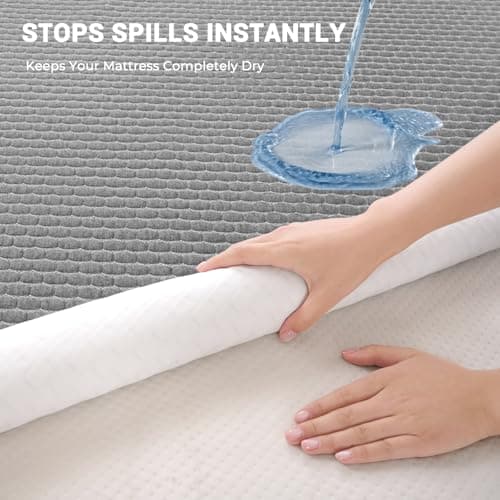 King Waterproof Mattress Protector, Tencel Bamboo Cooling Breathable Mattress Cover with Deep Pocket, Noiseless Fitted Mattress Pad, Soft Mattress Procter King Size Bed, 78"x80" - Thumbnail 4