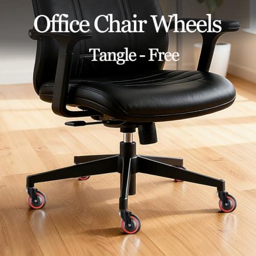 TESUMI Office Chair Wheels 3 Inch Hard PA Wheels Chair Casters Replacement, Heavy Duty Quiet No Scratch Gaming Chair Wheel for Hardwood Floor Carpet, Set of 5, Universal Fit/Not for 1KEA//Tangle-Free - Thumbnail 2