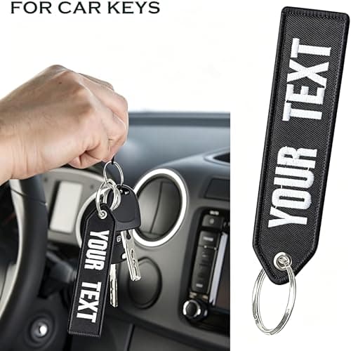 Custom Embroidered Text Keychain Personalized Name Tag for Keys Backpack Luggage - Thumbnail 3