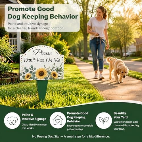 2 Pcs Sunflower No Dog Peeing Sign for Yard, 9.8x13.8" Inch Please Don't Pee on Me Yard Sign with Stakes, Aesthetic Corrugated No Dog Urine Signage, Decorative Curb Your Dog Signs for Lawn - Thumbnail 6