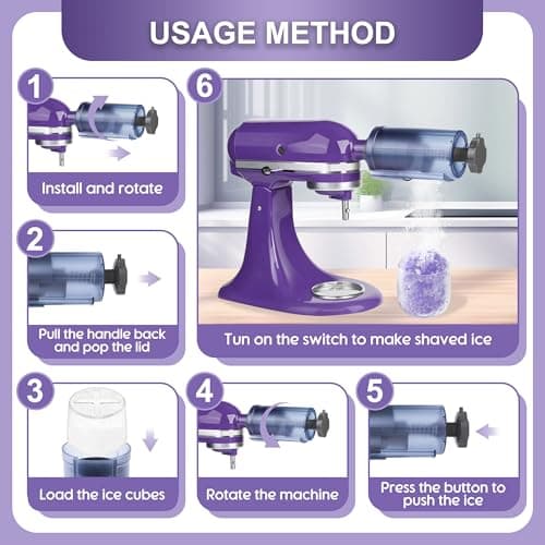 Jooke Shaved Ice Attachment for Kitchenaid Stand Mixer,Homemade Shaved Ice Maker,Snow Cone Machine for Kitchenaid Ice Shaver with 10 Reusable Ice Cube Mold,Ice Crushers for Home Use,Instruction Manual - Thumbnail 5
