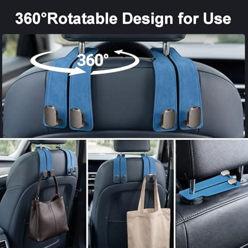 Flimjibg Car Seat Headrest Storage Hooks - 2 Pack Dual Hangers Design Organization Accessories, Car Interior Gadgets to Add Extra Holder and Hook for Purses,Bags,Coat and Handbag - Thumbnail 3