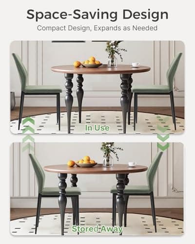 BRTHORY Dining Chairs Set of 4, Upholstered Wooden Dining Room Chairs, Mid Century Modern Fabric Kitchen Chair with Metal Legs Chenille Fabric for Kitchen/Restaurant/Hotel- Green (Only Chairs) - Thumbnail 4