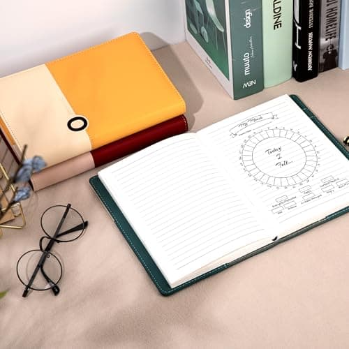 CAGIE Lined Journals for Writing, Two-Toned Hardcover Journal Notebook for Women, 256 Pages A5 Journal with 100GSM Thick Paper for Work Note Taking Diary, Refillable Design,8.6 x 5.7 Inch,Yellow - Thumbnail 6