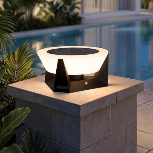 PAKEDANDUN 11" Solar Post Lights, IP54 Waterproof Solar Pillar Lights Outdoor, Dusk to Dawn Outdoor Lamp Post Light, Stainless Steel Column Lighting for Posts Outside Deck Patio Garden E26 Bulb - Image 1