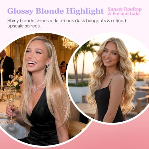 Ve Sunny Genius Hair Extensions Clip in Human Hair Dark Blonde Highlights Golden Blonde Hair Extensions Real Human Hair Seamless Invisible Remy Clip in Extensions 7pcs 18 inch 120g - Thumbnail 2