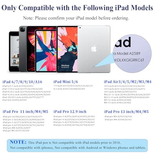 Stylus Pen for iPad 9&10th Generation 2018-2025 with Palm Rejection, Tilt Sensitivity, Tablet Digital Pencil Suit with Apple iPad 6/7/8/9/10th, Pro 11"/12.9"/M4, Air 3/4/5th/M2/M3, Mini 5/6th - Pink - Thumbnail 2