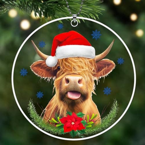 Highland Cow Ornaments for Christmas Tree,Farmhouse Ornament 2026,Farm Animal Christma Ornaments,Longhorn Cow Gifts for Women - Image 1