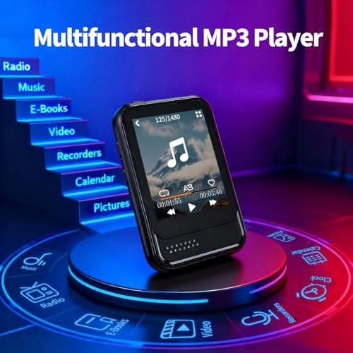 MP3 Player with Bluetooth,Mini MP3 Player with Speaker,Built-in Micro SD Card Slot,Portable Music Player with FM Radio,Video,Voice Recorder,Earphones, for Kids,Sports and Gifts,Max 512GB Expand - Thumbnail 5