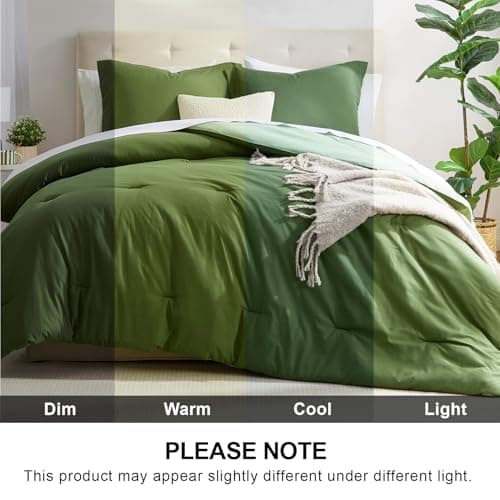 satisomnia Lightweight Green King Size Comforter Set, 3 Piece Comforter King Size - Thumbnail 5