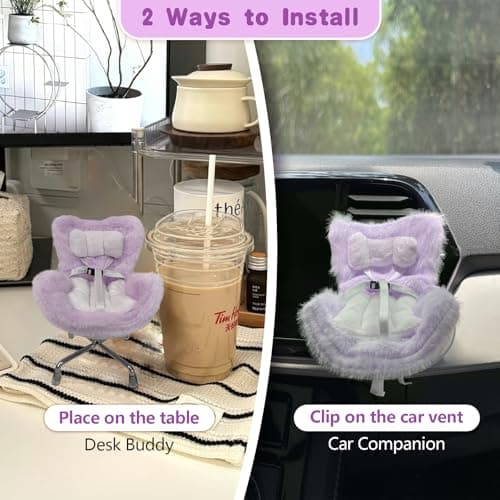 Ezcora Cute Cheetah Print Car Accessories for 10-17cm Dolls, Doll Car Seat with Clip onto Car Air Vent, Includes Seat Leg for Desktop Display (Brown Leopard Print) - Thumbnail 3