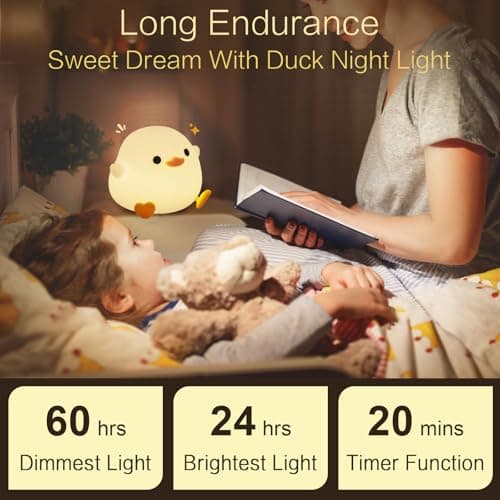 YR YRHH-PET Duck Cute Lamp, Squishy Dodo Duck Kids Night Light, Dimmable Bedside Light, Baby Nursery Touch Animal Silicone Nightlight, Boy Girl College White Elephant Gift, Desk Decor Bean Ducky Stuff - Thumbnail 4