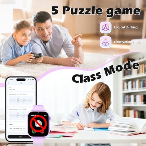AXYWINBO Kids smart Watches for Girls Boys 4g GPS Call Text-Smart Watch for Kids Game Camera Pedometer Alarm Clock Calculator-Kid Watches for Girls Boys 4-12 Age Gifts Purple - Thumbnail 5