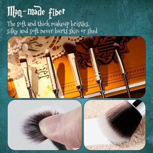 Magic Wand Makeup Brush Set - 5-Piece Soft Bristle Cosmetic Kit for Women, Magical-Themed Gifts for Daily Makeup & Cosplay (Silver) - Thumbnail 6