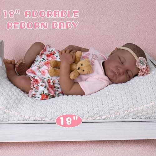 Milidool Lifelike Black Reborn Baby Dolls Girl - 18 Inch Realistic Girl Baby Dolls Black American Newborn Weighted Real Life Baby Dolls with Complete Accessories Gift Set for Kids 3+, Grandparents - Thumbnail 6