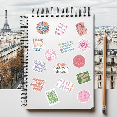 100 Inspirational Stickers Pack for Preppy Girls Women Kids Vinyl Waterproof Positive Aesthetic Stickers for Water Bottles, Laptop, Phone Pink Aesthetic Preppy Stuff, Things, Motivational Decals - Thumbnail 6