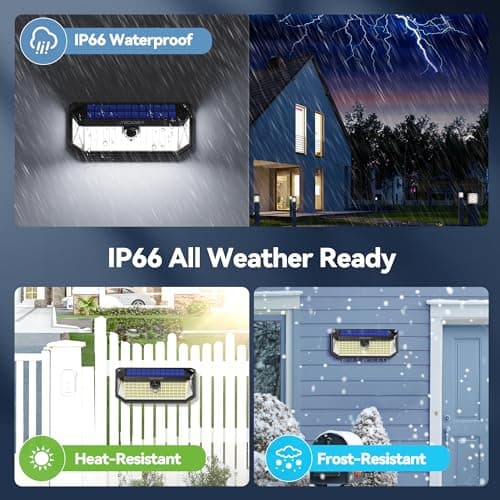 TECKNET 416 LED Solar Powered Outdoor Lights, 270° Angle & 3 Lighting Modes Motion Sensor Light Outdoor, Security Solar Lights Waterproof - 1 Pack - Thumbnail 6