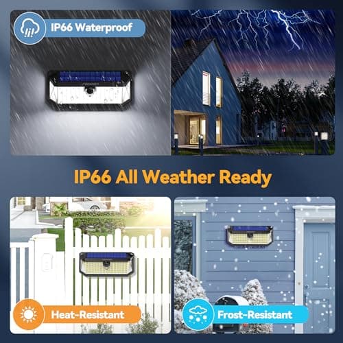 TECKNET 416 LED Solar Lights Outdoor Waterproof, 4200lm 300° Angle & 3 Lighting Modes Motion Sensor Outdoor Lights,2 Pack Solar Powered Flood Wall Lights for Home Patio Fence Yard Deck Garage Street - Thumbnail 5