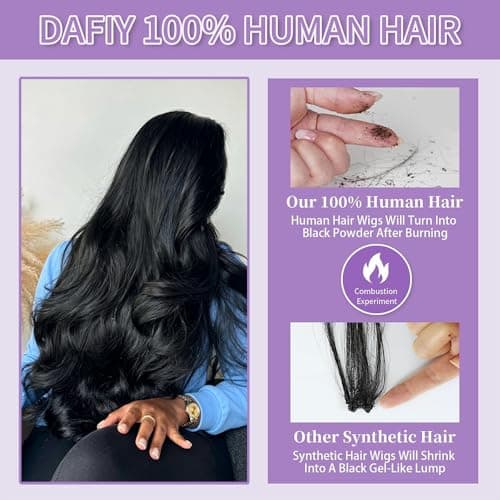 DAFIY 100% Human Hair High-temperature Verification,13x6 Body Wave Lace Front Women Wigs 200 Density Glueless Natural Color 28 Inch,Free Mystery Random Jewelry Pack(order from buy-one-get-one-page) - Thumbnail 5