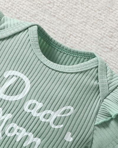 ChuYuKu Newborn Girl Clothes 5Pcs Ruffle Sleeve Soft Romper Cute Spring Flower Pants Set Baby Girls Celebration Gift Outfits - Thumbnail 5