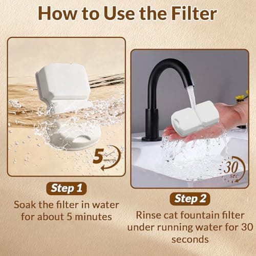 20 Pack Cat Water Fountain Filters Replacement - 10 Carbon Filters and 10 Foam Sponge Filters for Select Stainless Steel Cat Fountains S11 - Thumbnail 5