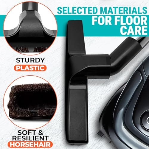 Horsehair Vacuum Brush Attachment 1 1/4 – Vacuum Attachments with 3 Hose Adapters 1.25" to 1.37" - 10.2" Brush Width, 1.25" Diameter Wands, Rotates 360° | Ideal for Wood, Tile, and Smooth Surfaces - Thumbnail 4