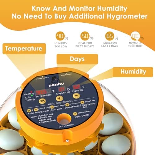 16 Duck Eggs Incubator with App Control, Chicken Incubators for Hatching Eggs with Humidity Control, Small Incubator for Holding Extra Poultry Eggs with Custom Mode, Automatic Incubator for Beginner - Thumbnail 4