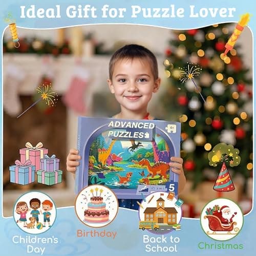 NurtureNook Dinosaur Puzzles for Kids Ages 4-6 3-5, Progressive Jigsaw Puzzle Set (72, 88, 96 Pieces), 3-in-1 Educational Learning Montessori Toys for Boys & Girls, Birthday Gift with 3 Storage Boxes - Thumbnail 5