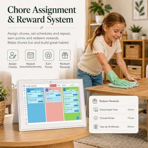 SCREENOVATE 10.1" Digital Wall Planner Alternative, Smart Touchscreen Family Calendar, Auto-Sync with iCloud/Google/Outlook, Chore Chart, Meal Planner for Desk or Shelf Use - Thumbnail 3